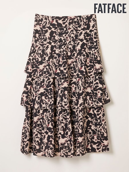 FatFace Tonia Black Animal Swirl Midi Skirt (F07531) | £59