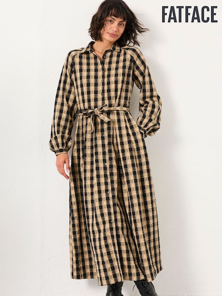 FatFace Ally Black Check Shirt Dress (F07536) | £69