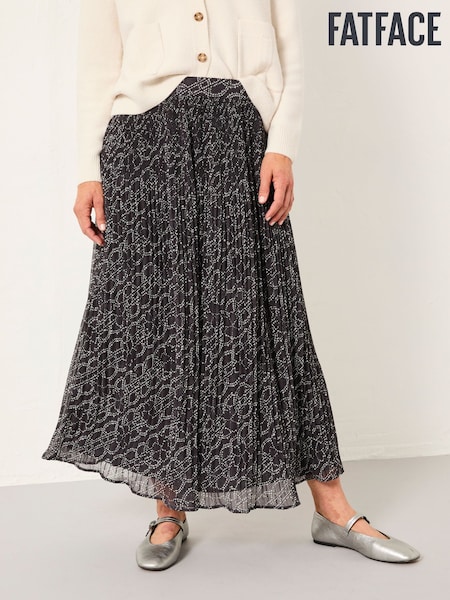 FatFace Paignton Graphite Grey Texture Floral Midi Skirt (F07547) | £60