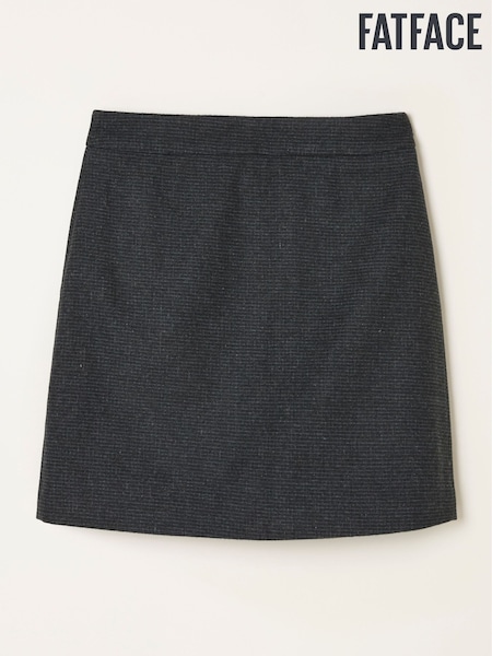 FatFace Jess Charcoal Grey Tweed Skirt (F07548) | £52