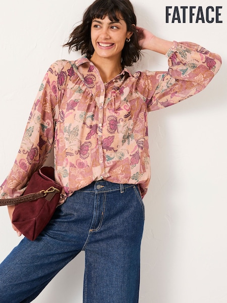FatFace Pamala Rose Pink Patched Chintz Blouse (F07574) | £49.50