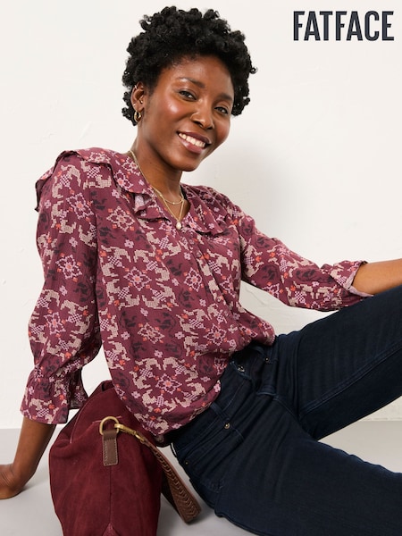 FatFace Etta Dusky Purple Stitch Blouse (F07595) | £49.50