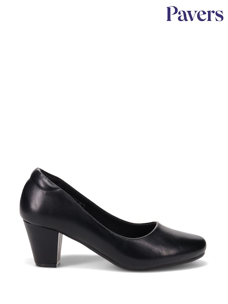 Pavers Black Stacked Heel Court Shoes (F07607) | £30