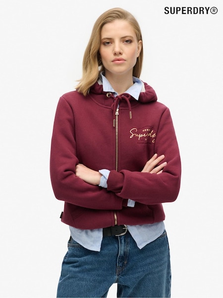 Superdry Purple Luxe Metallic Logo Zip Hoodie (F07616) | £65