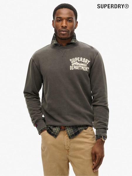 Superdry Grey Vintage Athletic Crew 100% Cotton Sweatshirt (F07625) | £60