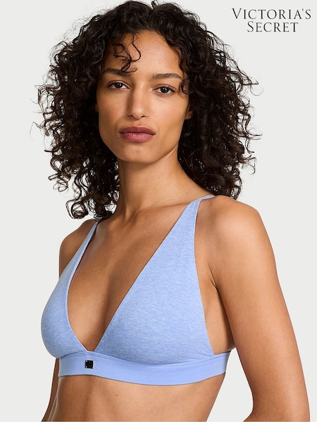 Victoria's Secret Cornflower Heather Blue Cotton Logo Bralette (F07651) | £35
