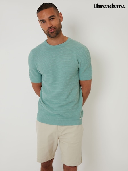 Threadbare Green Textured Knitted T-Shirt (F07689) | £20