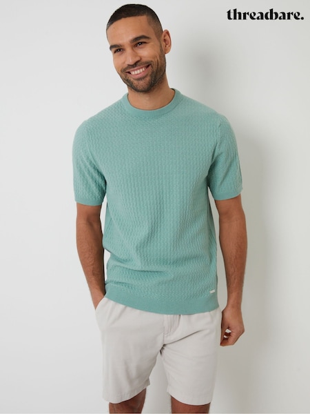 Threadbare Green Textured Front Knitted T-Shirt (F07704) | £20