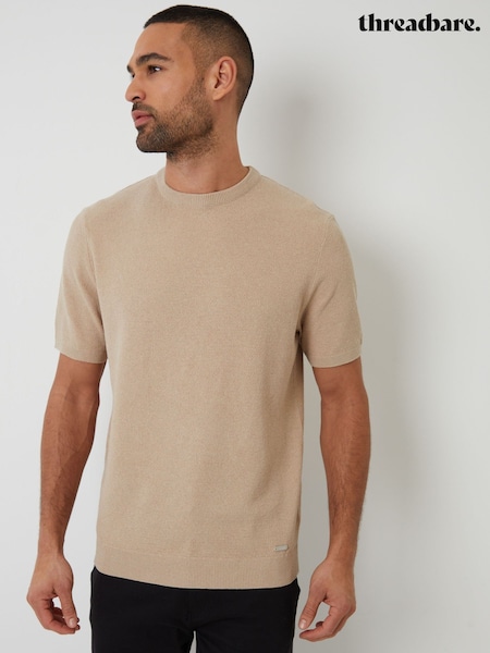 Threadbare Brown Moss Stitch Knitted T-Shirt (F07739) | £20
