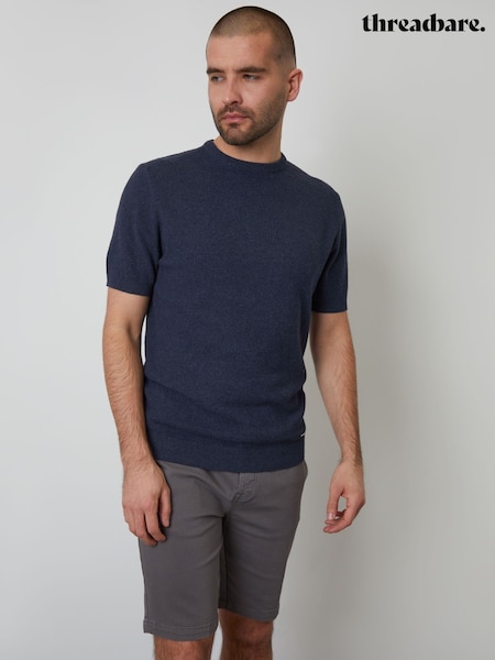 Threadbare Blue Moss Stitch Knitted T-Shirt (F07772) | £20