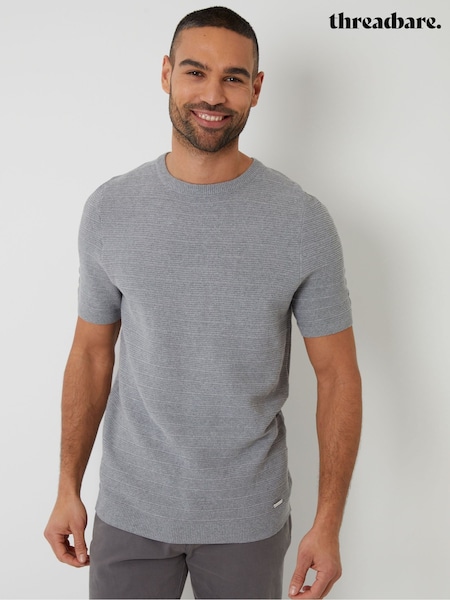 Threadbare Grey Textured Knitted T-Shirt (F07790) | £20