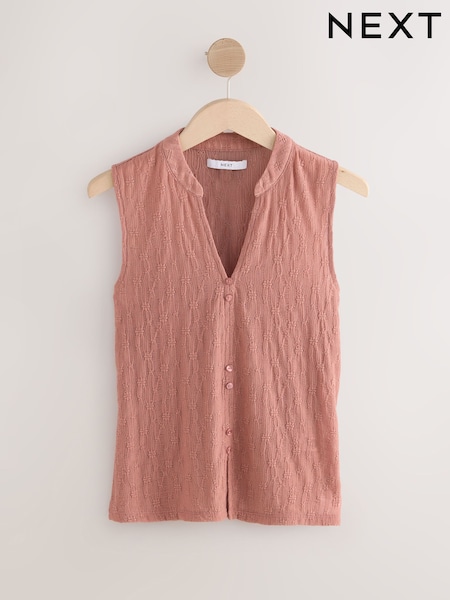 Pink Sheer Lace Button Through Top (F07806) | £20
