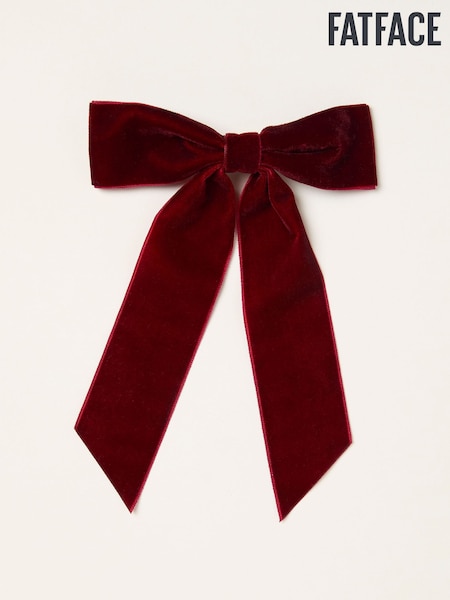 FatFace Burgundy Red Velvet Hair Bow (F07867) | £8.50