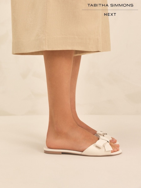 Bone Leather Tabitha Simmons x Next Mae Open Toe Bow Mule Sandals (F07906) | £76