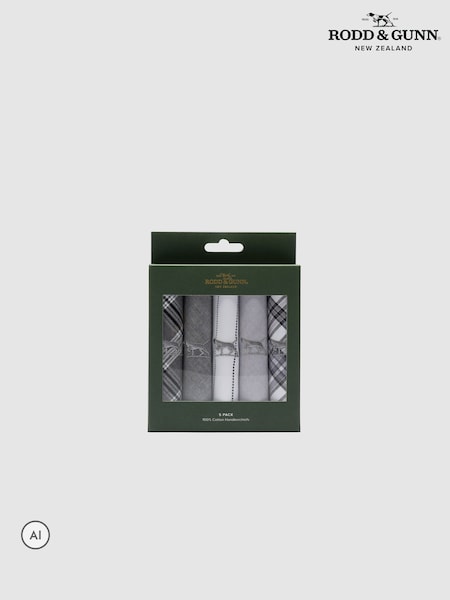 Grey - Regular Rodd & Gunn Gunner Handkerchiefs 5 Pack