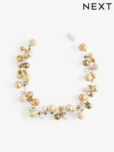 Gold Bauble Pre Lit Christmas Garland (F08014) | £28