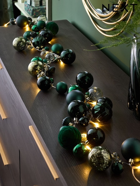 Green Lit Bauble Christmas Garland (F08016) | £28