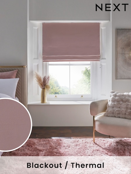Pink Light Rose Ready Made Blackout Matte Velvet Roman Blind (F08035) | £40 - £100