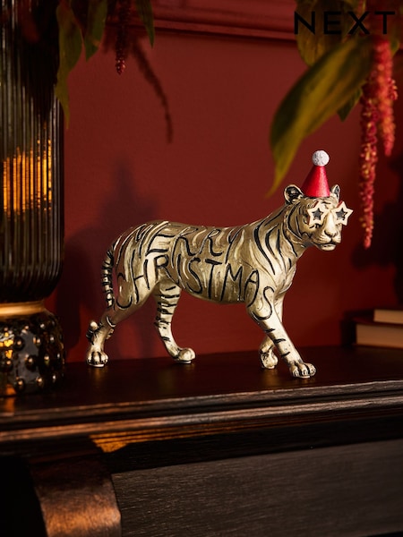 Gold Merry Christmas Tiger Ornament (F08041) | £14