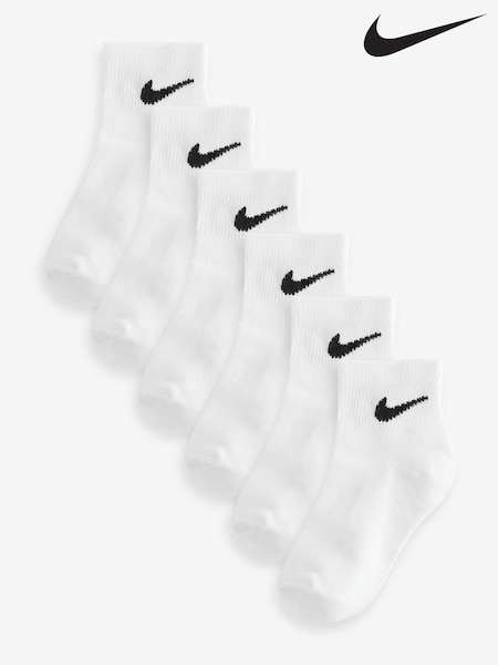 Nike White Little Kids Mid Socks 6 Pack (F08122) | £14