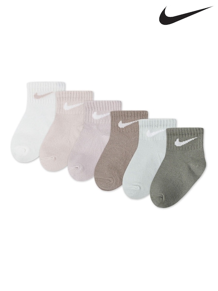 Nike Multi Muted Colours Infant Swoosh Ankle Socks 6 Pack (F08124) | £13