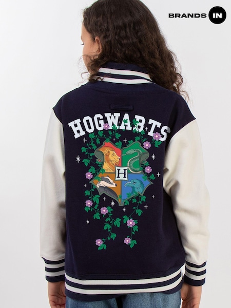 Brands In Blue Girls Harry Potter Hogwarts Flowers Print Varsity Jacket (F08131) | £50