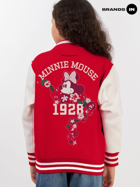 Brands In Red Girls Disney Minnie Mouse Flowers Varsity Jacket (F08132) | £50