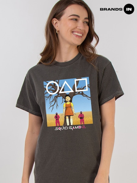 Brands In Grey Womens Netflix Squid Game Young Hee 100% Cotton T-Shirt (F08140) | £25