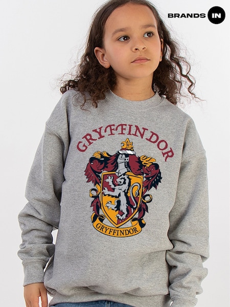 Brands In Grey Girls Harry Potter Gryffindor Crest Heather Sweatshirt (F08142) | £25