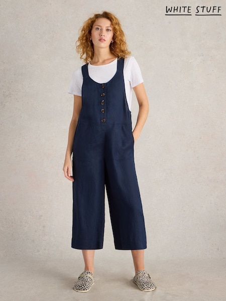 White Stuff Blue Viola 100% Linen Dungarees (F08204) | £80