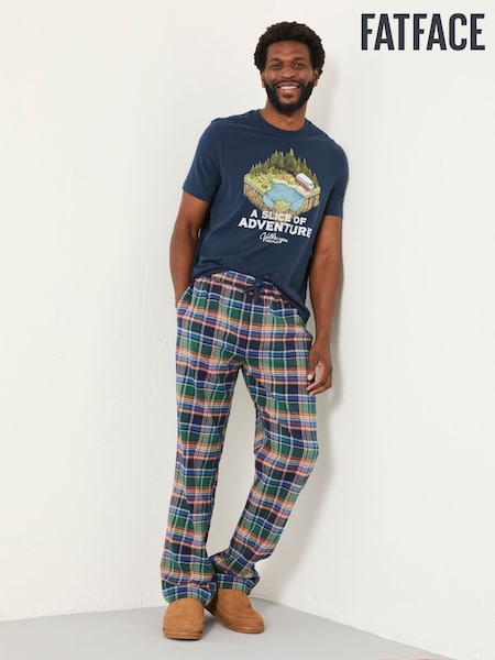 FatFace Milburn Cobalt Blue Check Pyjama Bottoms (F08269) | £39.50