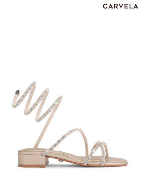 Carvela Gold Spiral Block Sandals (F08422) | £129