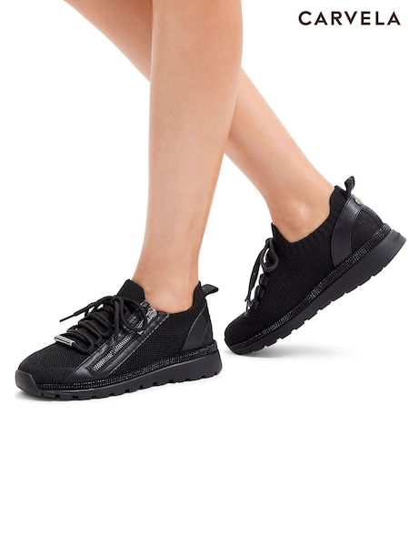 Carvela Pace Zip Knit Black Sneakers (F08445) | £89