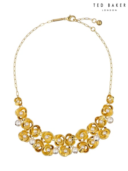 Ted Baker Gold Tone Floressa: Pearl Flower Necklace (F08499) | £125