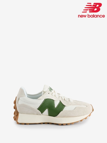 New Balance White/Green Womens 327 Trainers (F08514) | £110