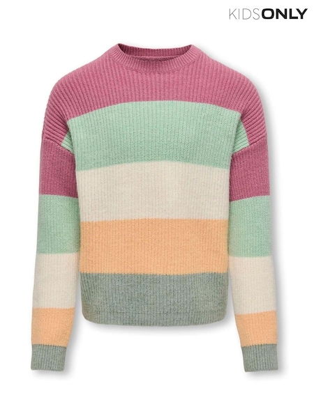 ONLY KIDS Pink Long Sleeve Stripe Jumper (F08543) | £22
