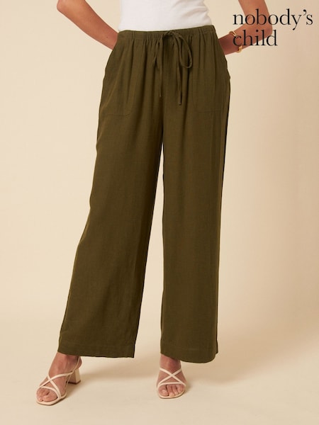 Nobodys Child Green Linen Wide Leg Shona Trousers (F08621) | £65