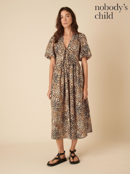 Nobodys Child Brown Scarla Leopard Print Midi Dress (F08660) | £99