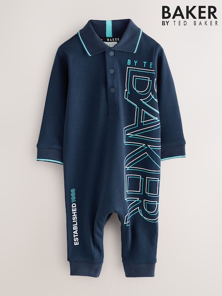 Baker by Ted Baker Navy Long Sleeve Graphic Romper (F08726) | £28 - £30