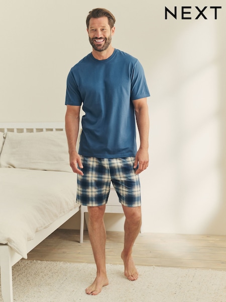 Navy Blue Motionflex Cosy Shorts Pyjamas Set (F08775) | £25