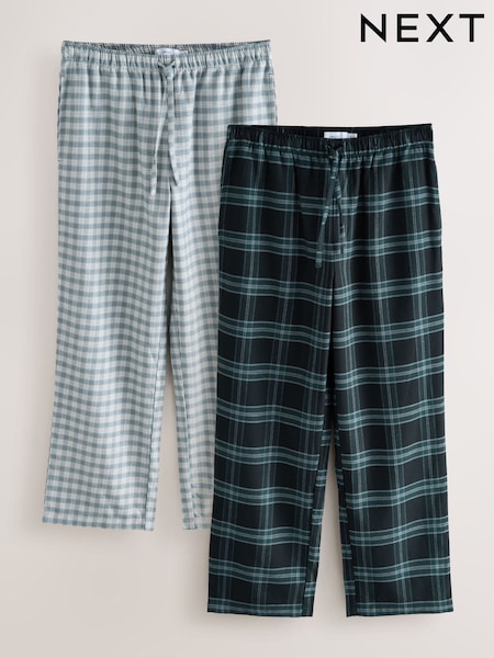 Black/White Blue Check Woven Pyjama Bottoms 2 Pack (F08788) | £40