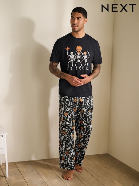Black Halloween Cowboy Short Sleeve Jersey Pyjama Set (F08800) | £26