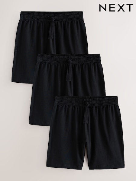 Black Jersey Pyjamas Shorts 3 Pack (F08818) | £28