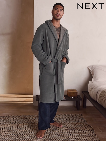 Slate Grey Corded Textured Dressing Gown (F08839) | £46