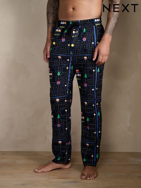 Black Pac-Man Printed Pyjama Bottoms (F08875) | £24