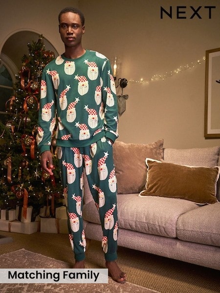 Green Santa Matching Family Christmas Cosy Long Sleeve Pyjamas (F08938) | £26
