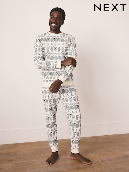 Ecru White Matching Family Christmas Hamish the Highland Cow Pyjamas (F08952) | £26