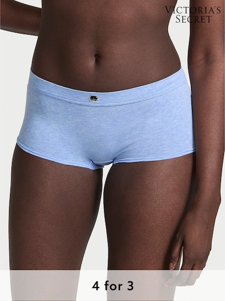 Victoria's Secret Heather Cornflower Blue Short Cotton Logo Knickers (F09098) | £9