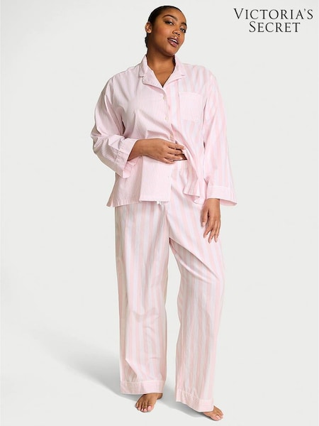 Victoria's Secret Pretty Blossom Pink Stripe Cotton Long Pyjama Set (F09105) | £49