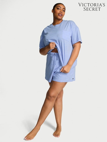 Victoria's Secret Heather Cornflower Blue Short Cotton Pyjama Set (F09110) | £45